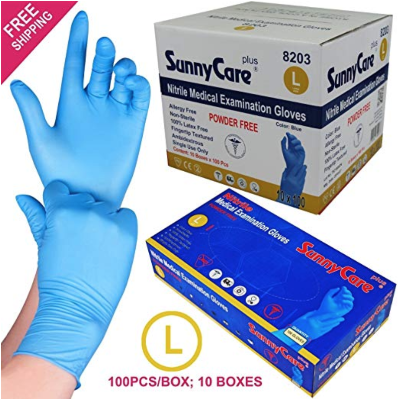 Blue Nitrile Gloves Powder Free