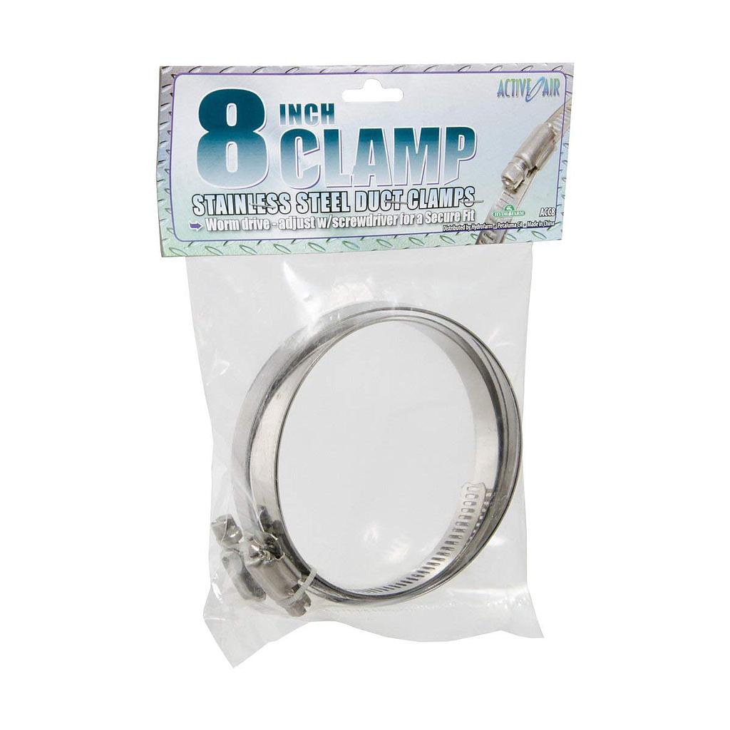 Hydrofarm Active Air Stainless Steel Duct Clamps, 8" (Pack of 2)