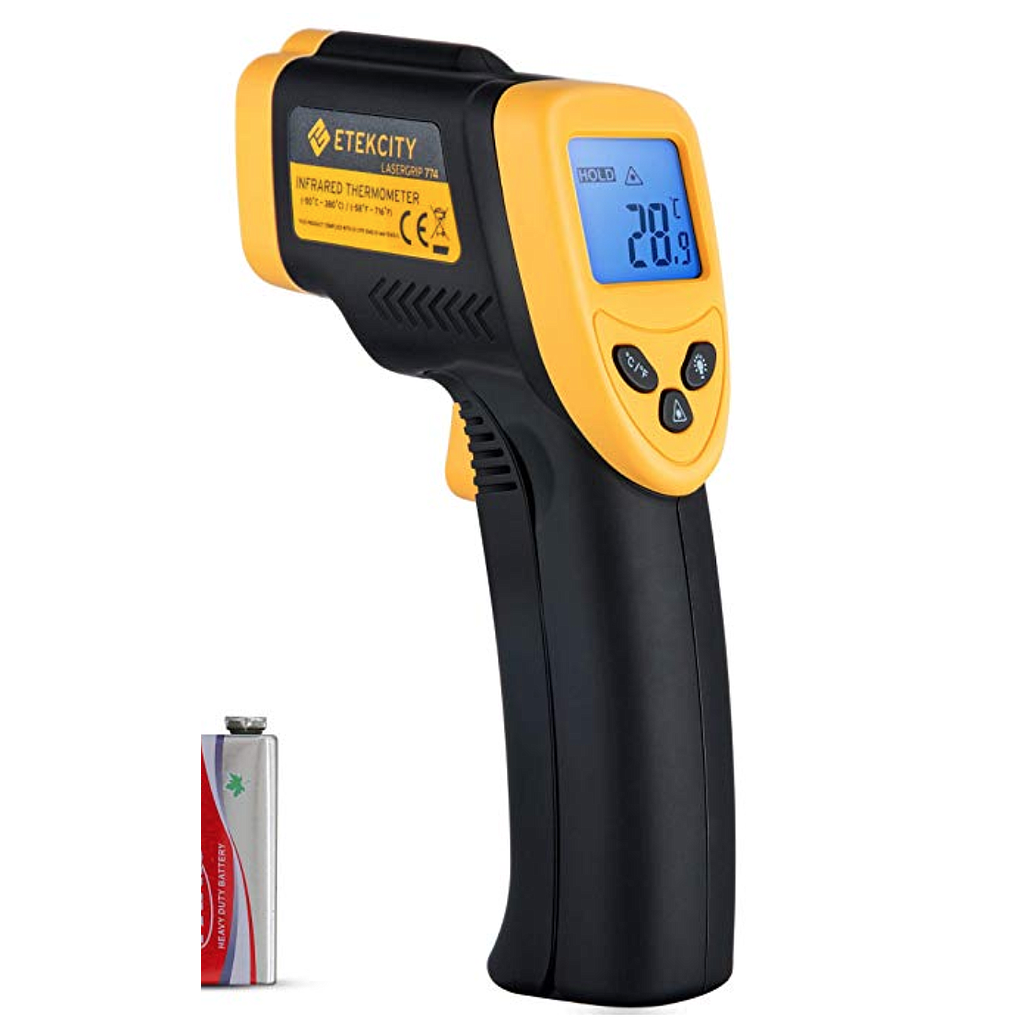 Etekcity Lasergrip 774 Non-contact Digital Laser Infrared Thermometer Temperature Gun -58℉~ 716℉ (-50℃ ~ 380℃), Yellow and Black