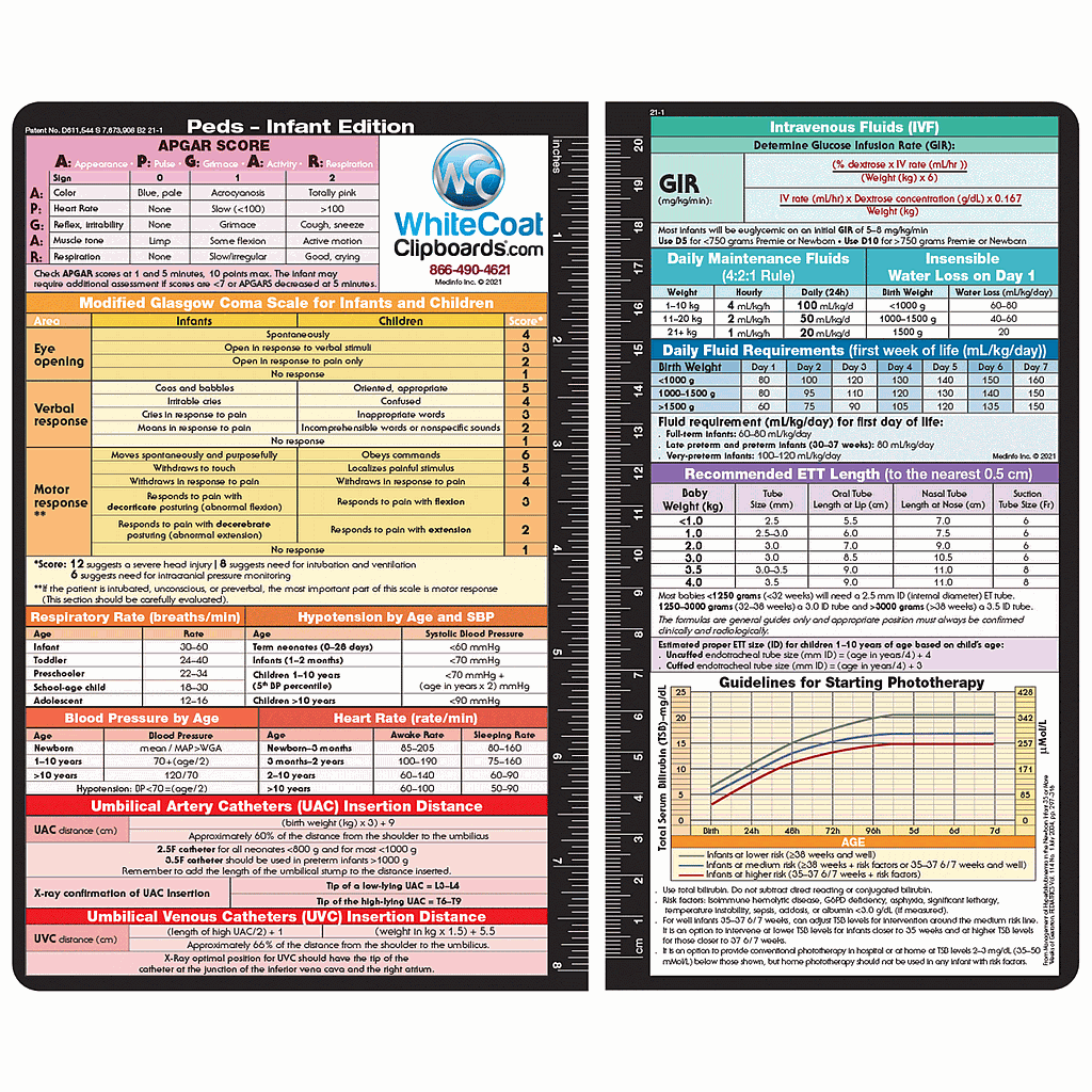WhiteCoat Clipboard Pediatric Adehsive Reference Label